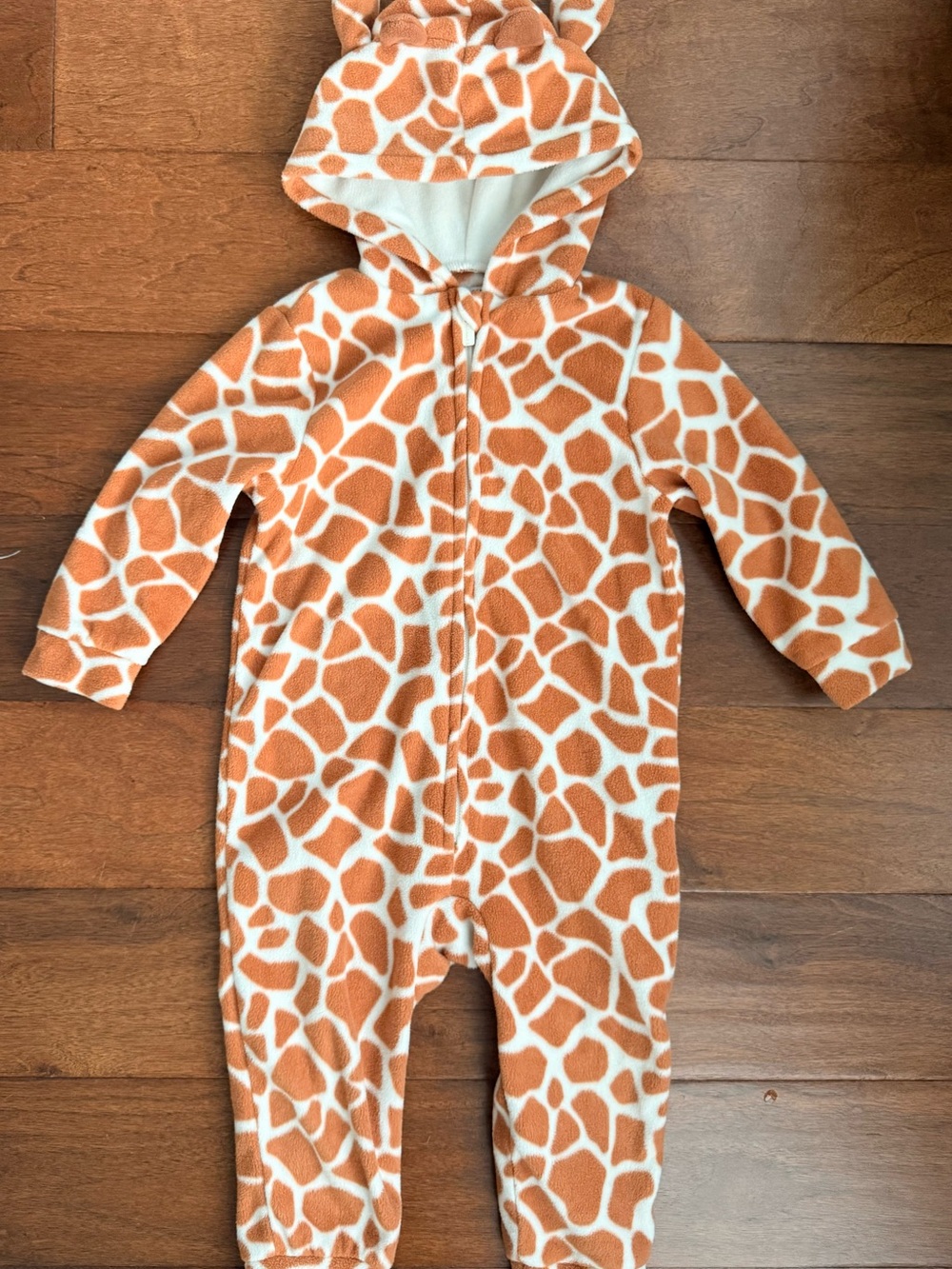 Old Navy Orange and White Giraffe Hooded One-Piece - Toddler Size 2T